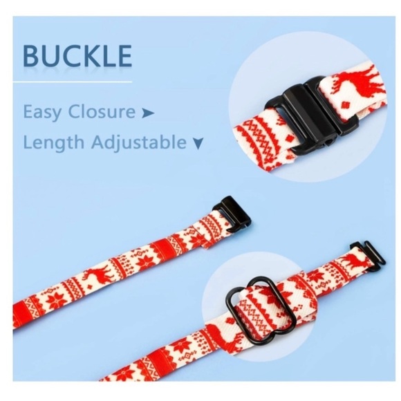 Cat Necktie Christmas Collar Adjustable Clip Buckle Red White Stripe - Picture 2 of 11